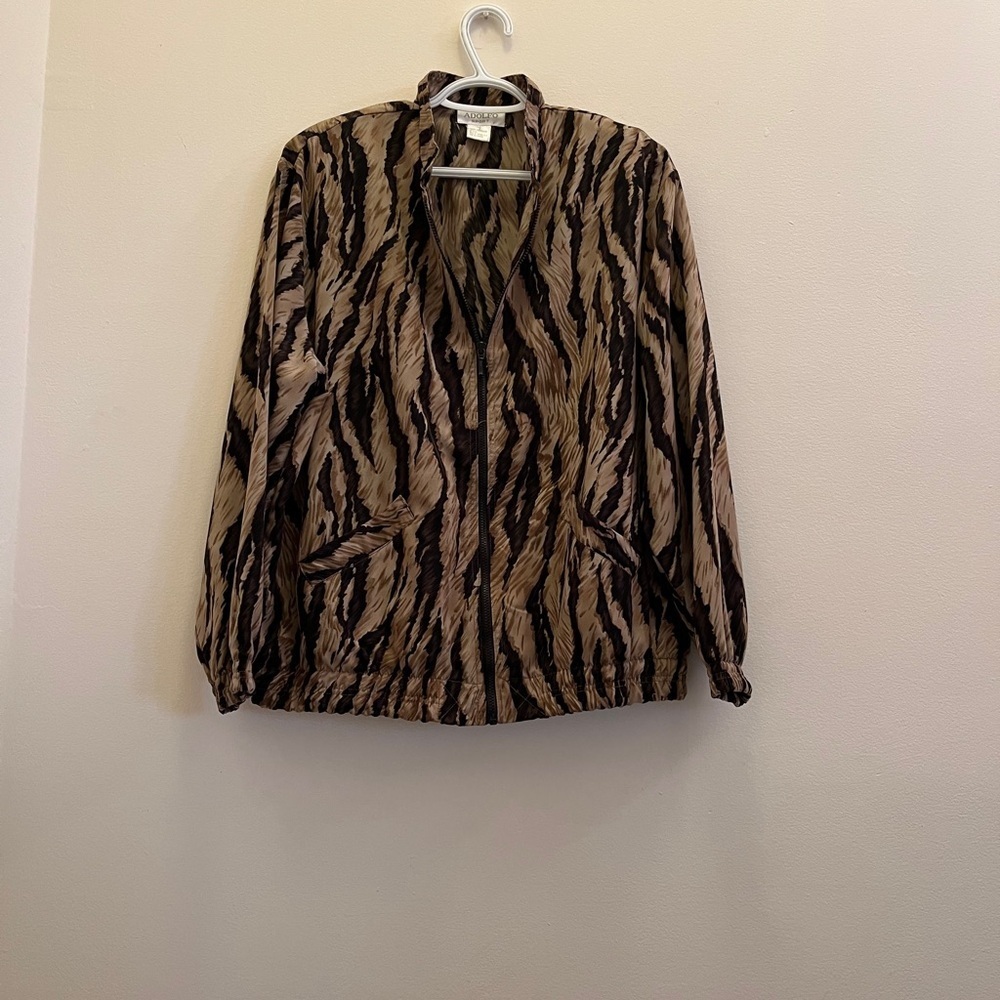 Adolfo Brown and Black Long Sleeve Light Jacket